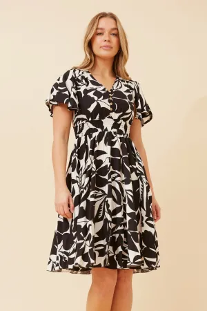 Light Sheen SANDY LEAF PRINT SHORT DRESS