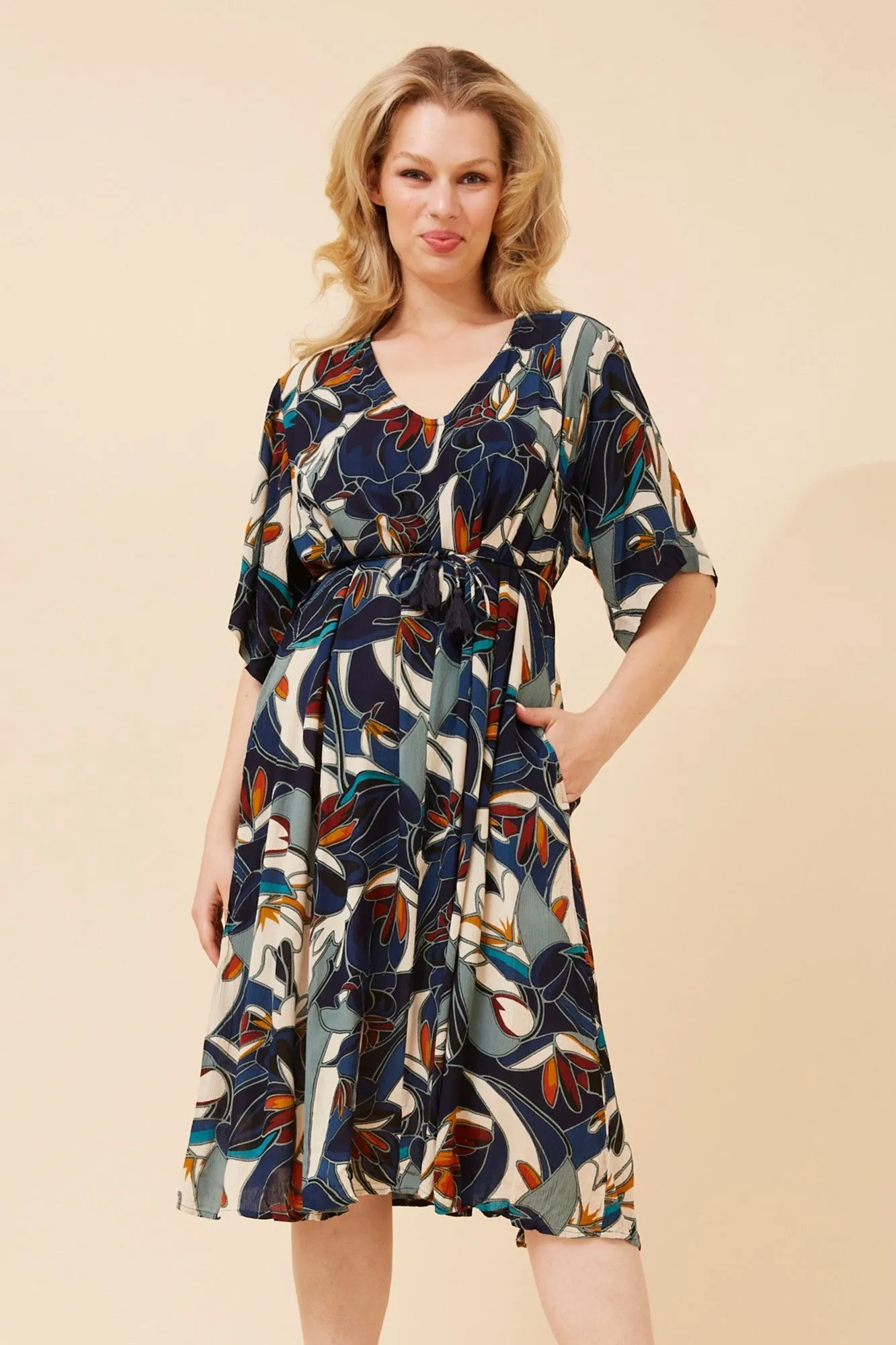 KALINDI ABSTRACT PRINT DRESS SoftTouchTexture