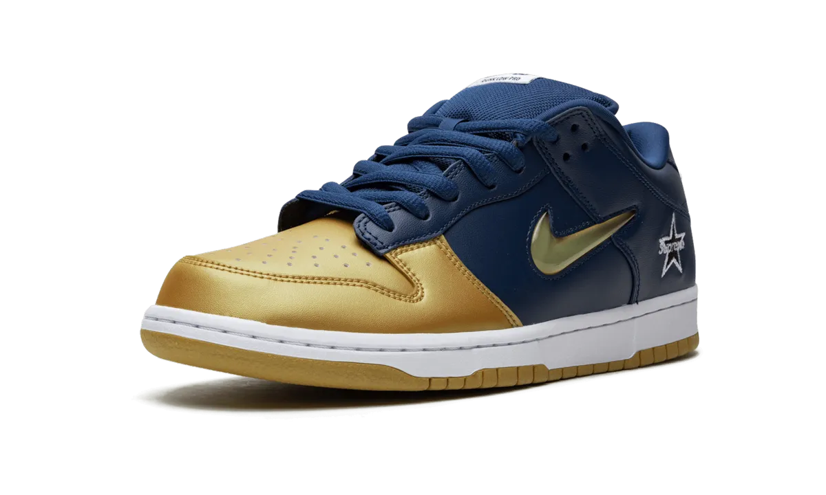 SB Dunk Low "Supreme - Jewel Swoosh Gold/Navy" brand - name shoes