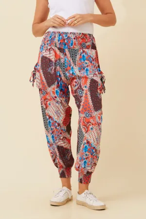 Body-Hugging Fit PATCHWORK PRINT HAREM PANTS