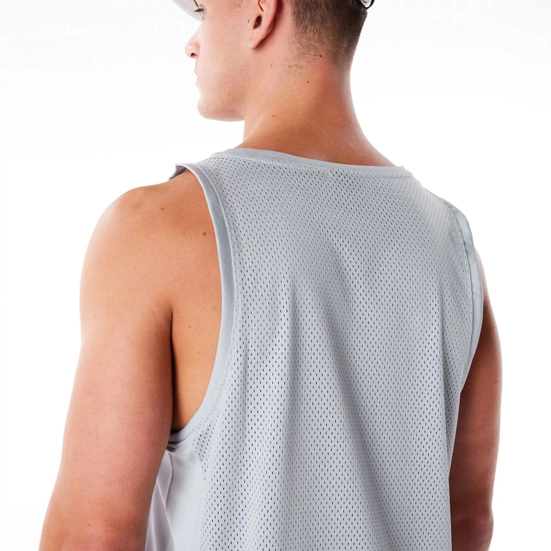 Relaxing Fit Summer Casual New Era Grey Mesh Tank Top