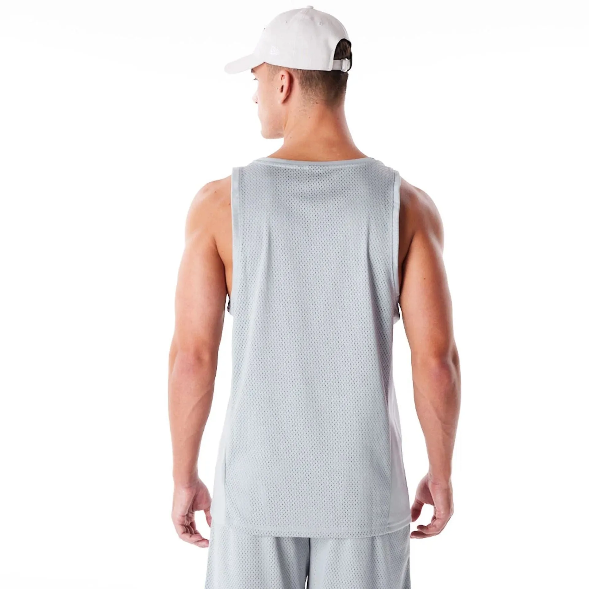 Eco Friendly Material Ergonomic Cut New Era Grey Mesh Tank Top