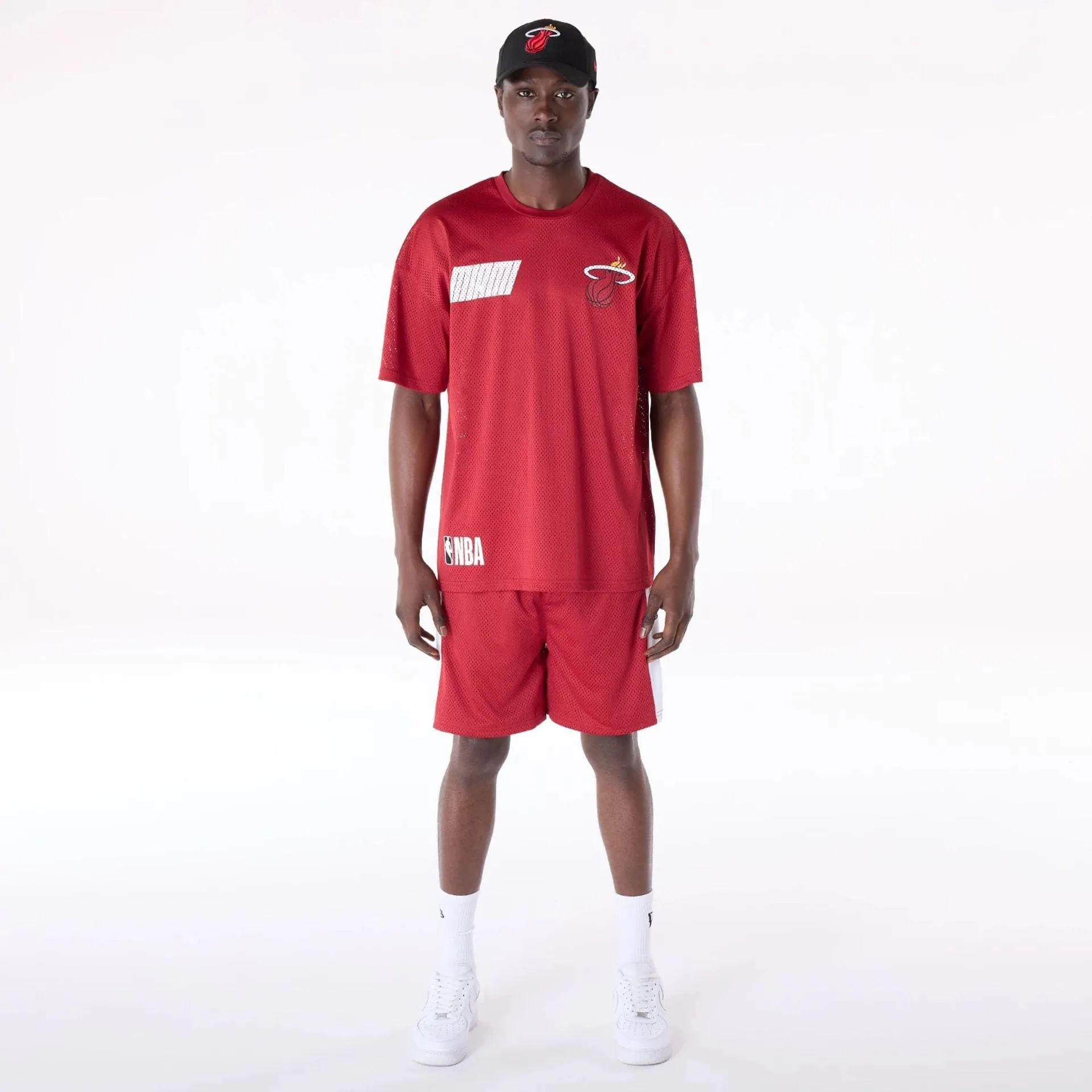 Comfortable Touch Miami Heat NBA Graphic Dark Red Mesh T-Shirt