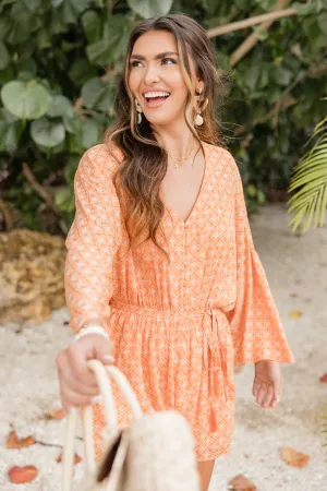 Elegant Tunic Searching For Fun Orange Printed Romper FINAL SALE