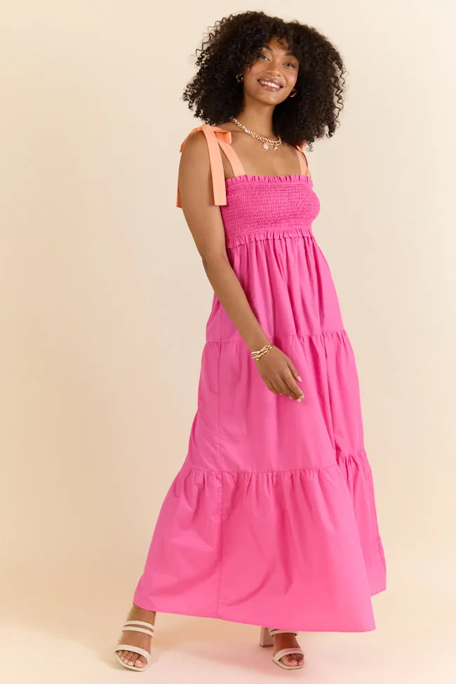 Season Of Bliss Pink Smocked Bust Maxi Dress SALE Seasonal Wear