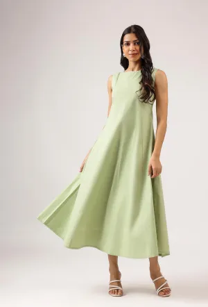Vibrant Aesthetic Skyfall Green Sleeveless Panel Dress