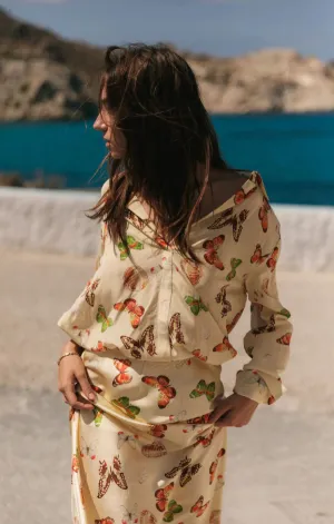 Daria French Cuff Silk Blouse Velvet Soul Breathable mesh