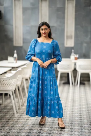 Outfit Boost Clean Stitch Bluebell Grace Viscose Dress with Shoulder Elastic