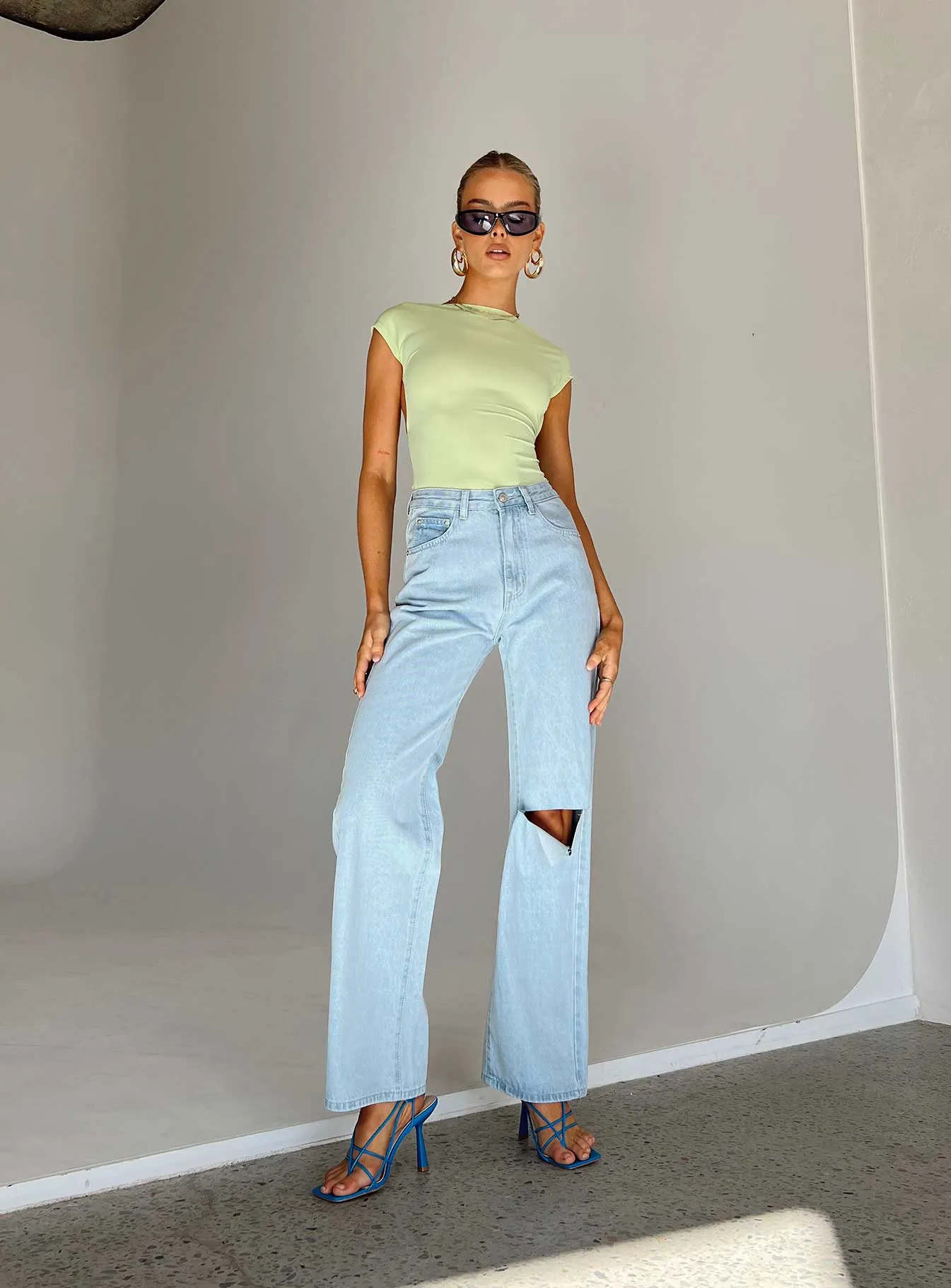 Sevina Wide Leg Denim Jeans Light Wash Timeless Option Contemporary Wear