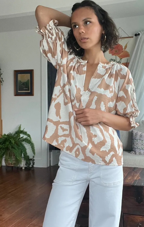 Clary Applique Blouse Flexible Apparel