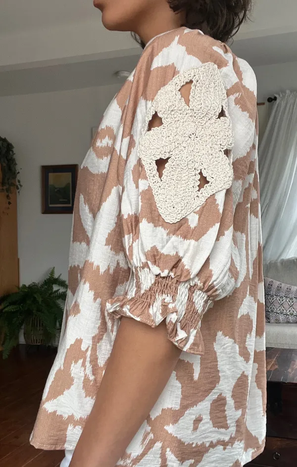 Clary Applique Blouse Winter Wear Red Flash