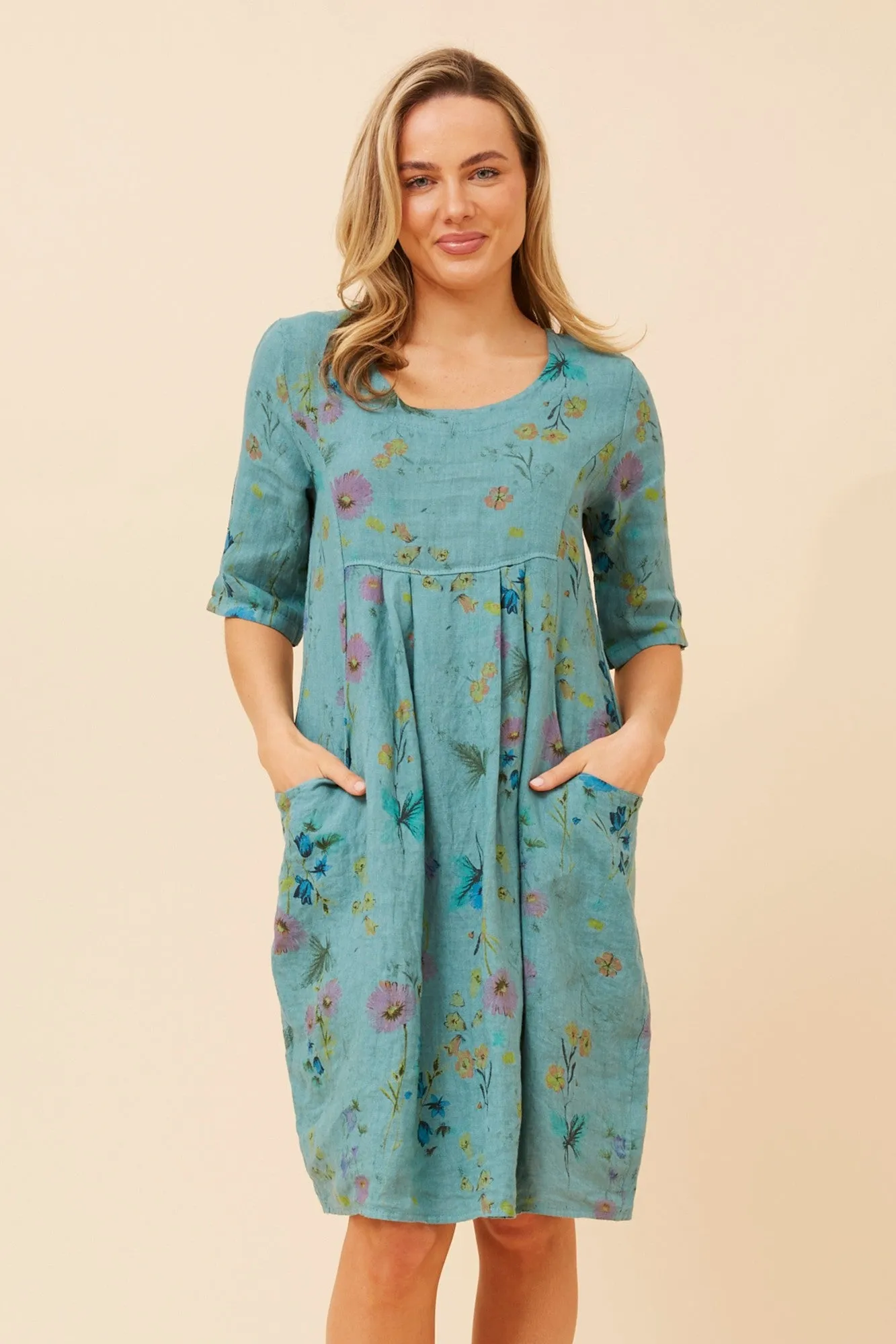 PISA FLORAL LINEN DRESS Gender Inclusive Flattering Cut