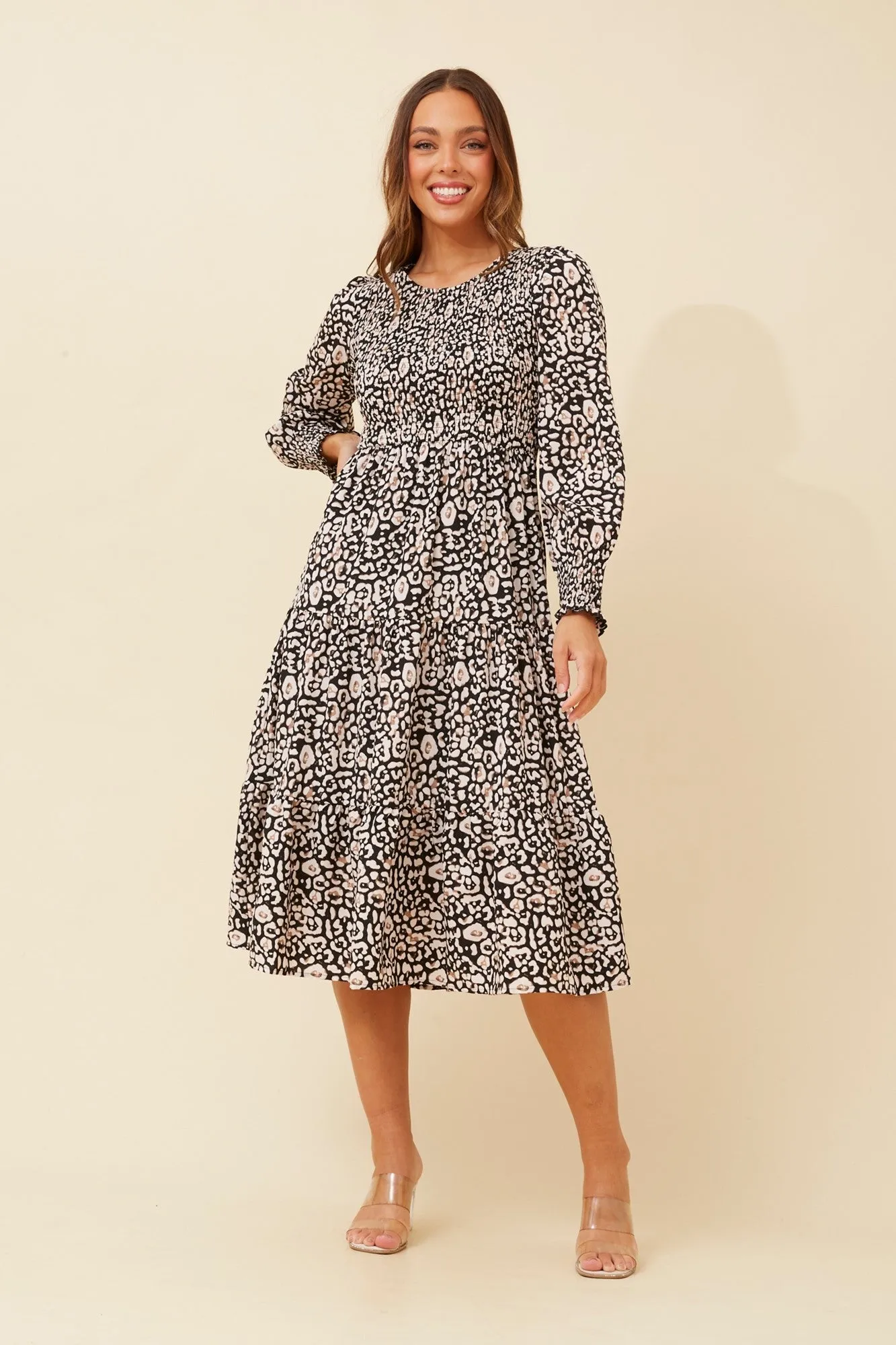 Flexible Waist Modern Staple SHERRY ANIMAL PRINT DRESS