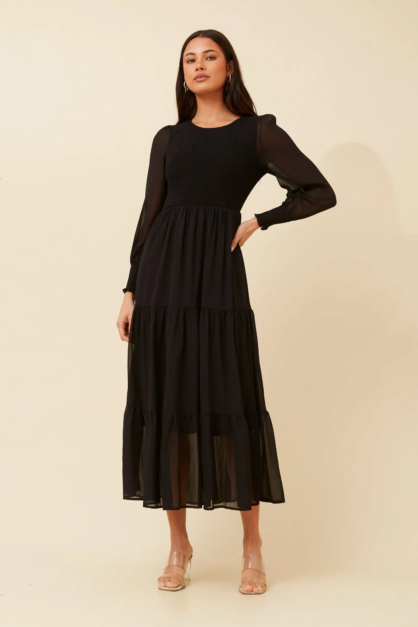 Fall Layer Fresh Tones SHERRY MAXI TIERED DRESS