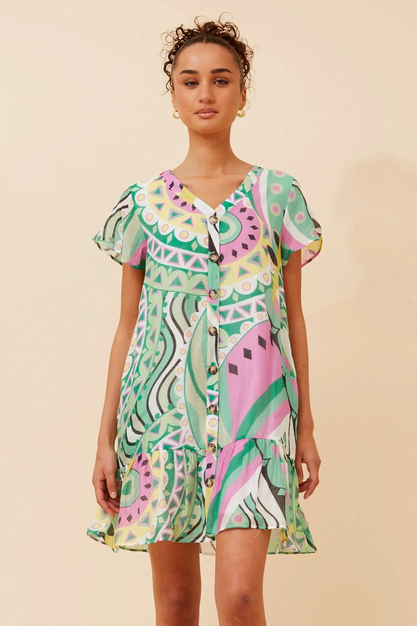 sophisticated appearance Minimal Curve SHILOH ABSTRACT PRINT DRESS