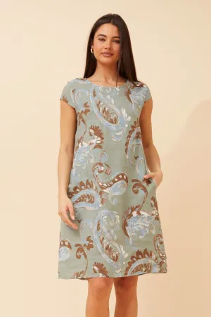 SISLEY PAISLEY PRINT LINEN DRESS Layer Base
