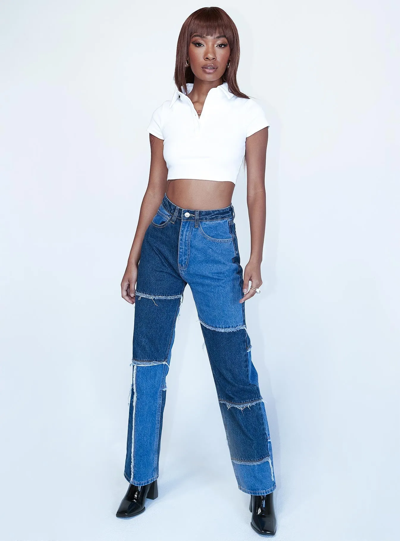 Skarlet Patchwork Denim Jeans Versatile Weekend Style