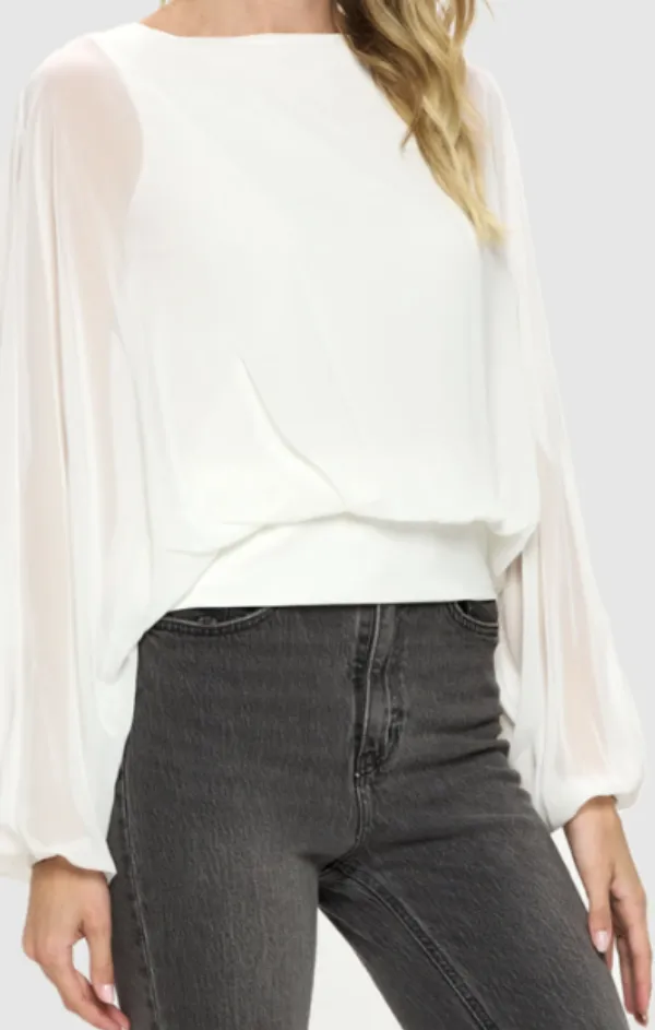 Chiffon Batwing Back Tie Top CompactPackaging WrinkleResistant Fabric