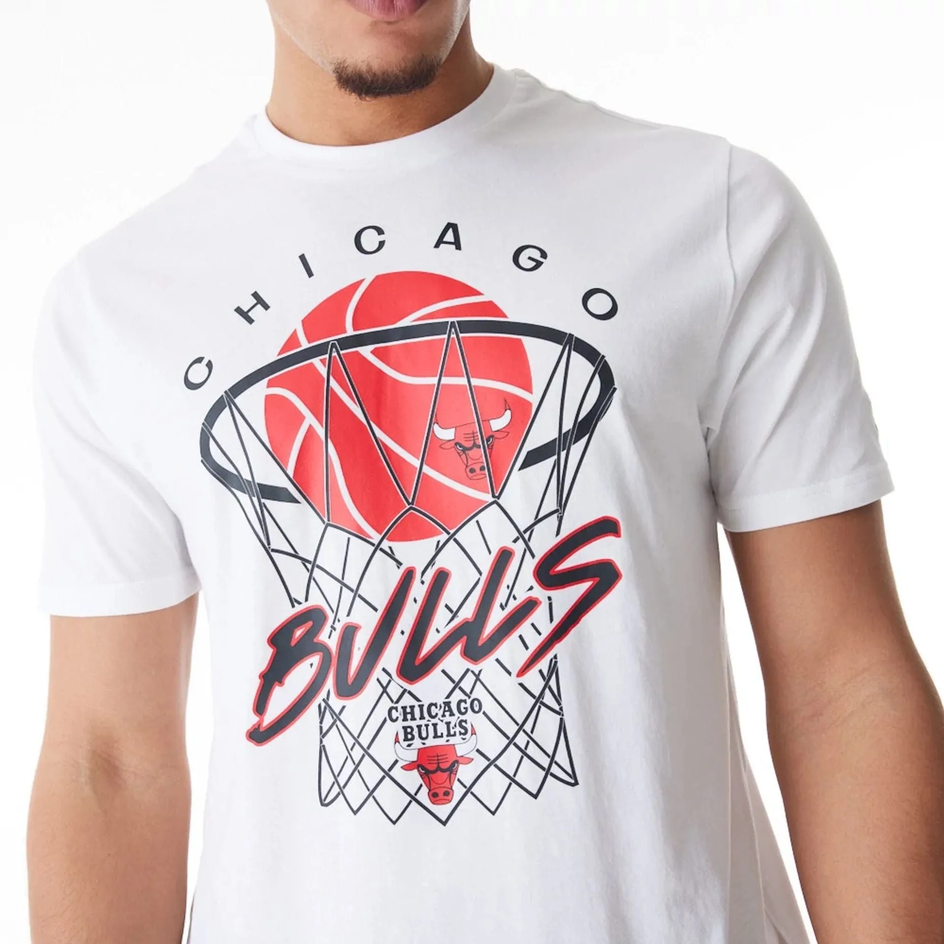 Chicago Bulls NBA Net Graphic White T-Shirt Stretch Waist Comfort Flex