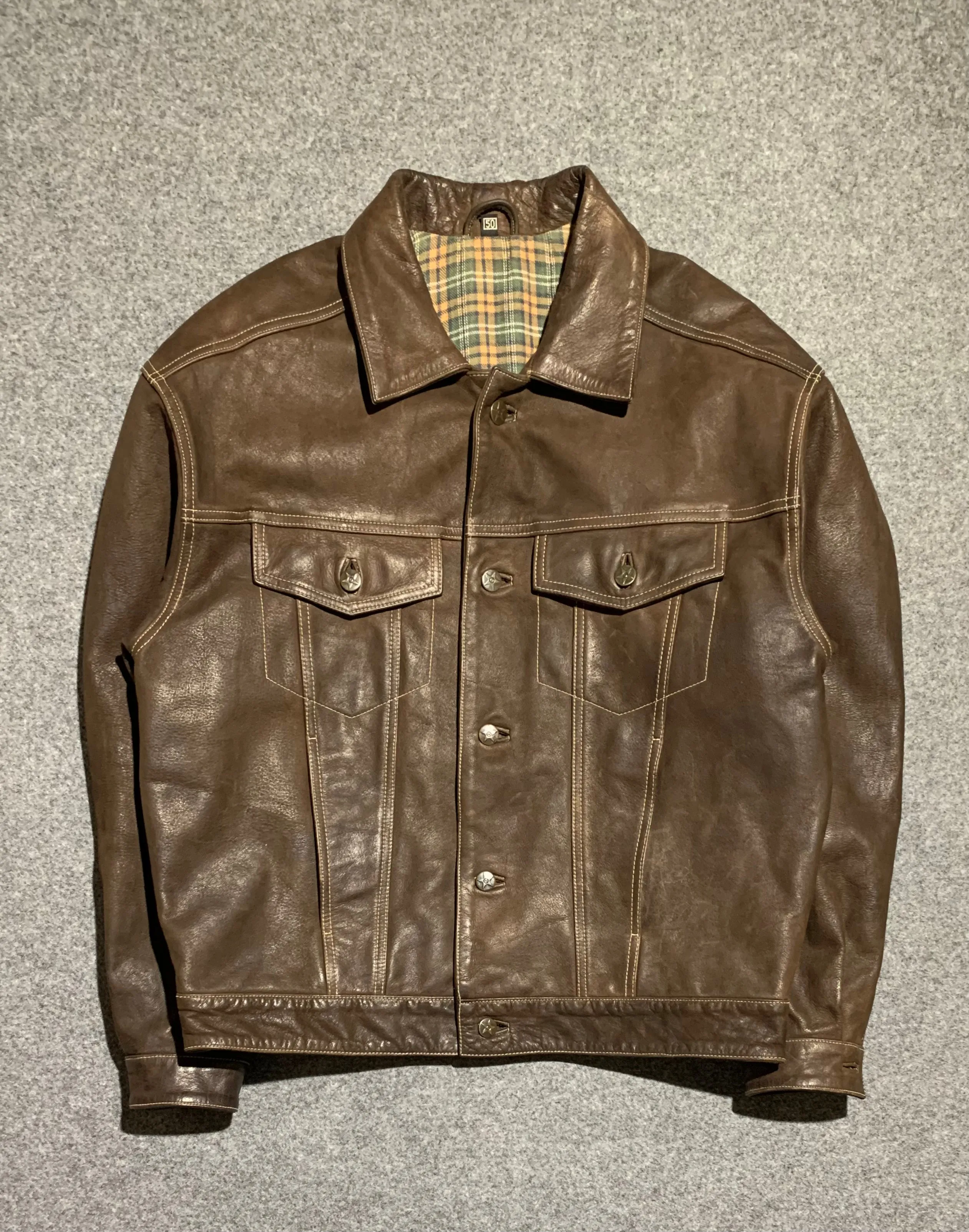 Vintage Leather Brown jacket Quick Dry Fabric Technology Removable Hood