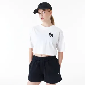 New York Yankees Womens MLB Lifestyle White Crop T-Shirt Versatile Style Casual Must-Have