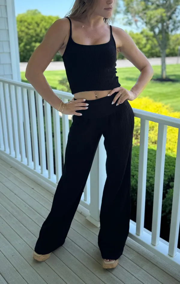 Fold Over Waist Beach Pant Comfort waistband Layered Style