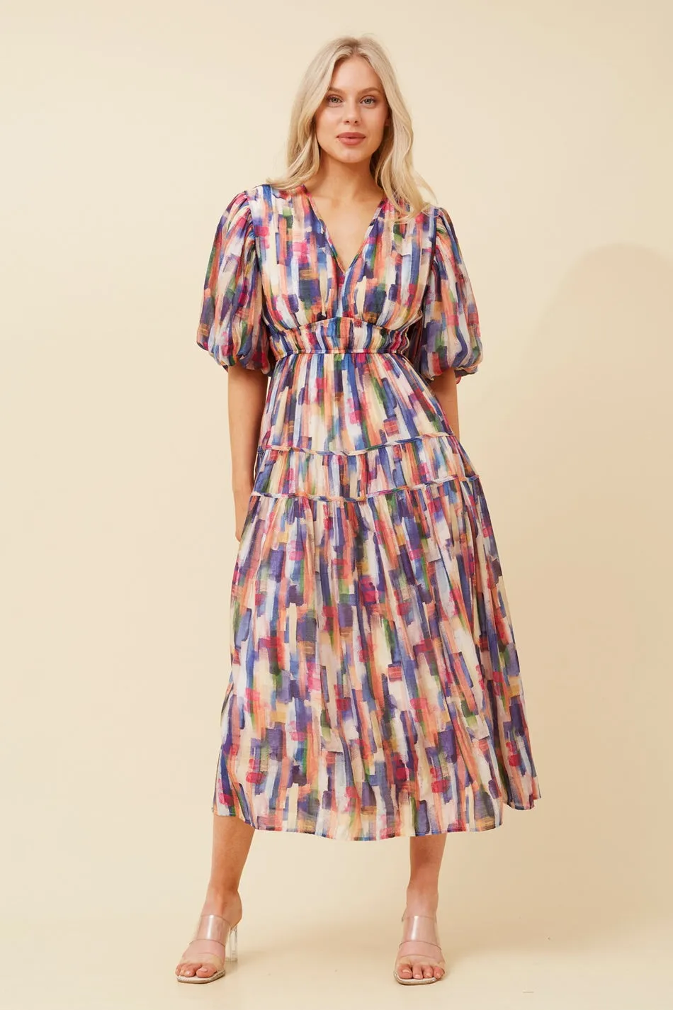ANUSHKA PUFF SLEEVE MIDI DRESS Travel Light Artisanal-Detail