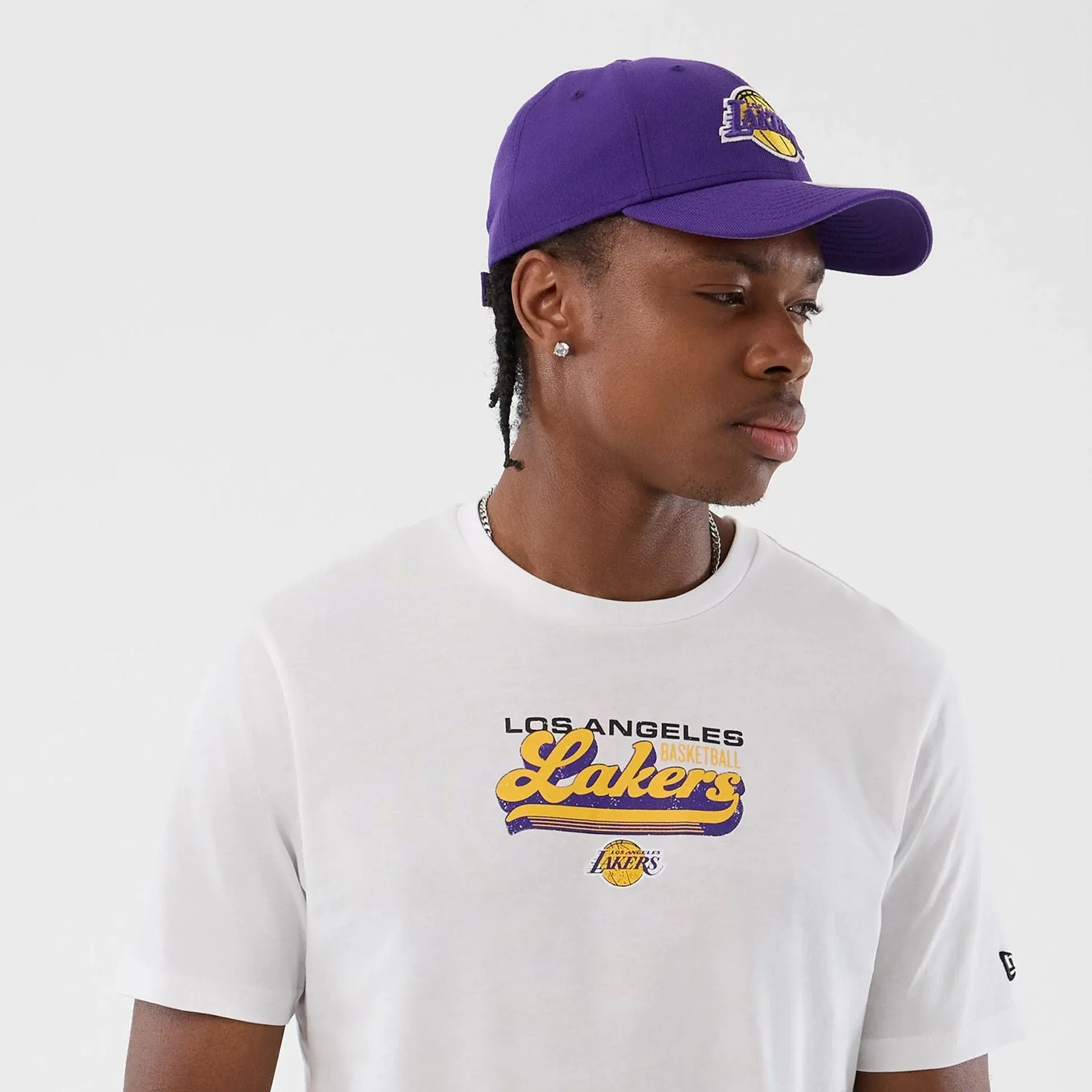 LA Lakers NBA Back To School White T-Shirt Slim Fit Cut Layering Fashion