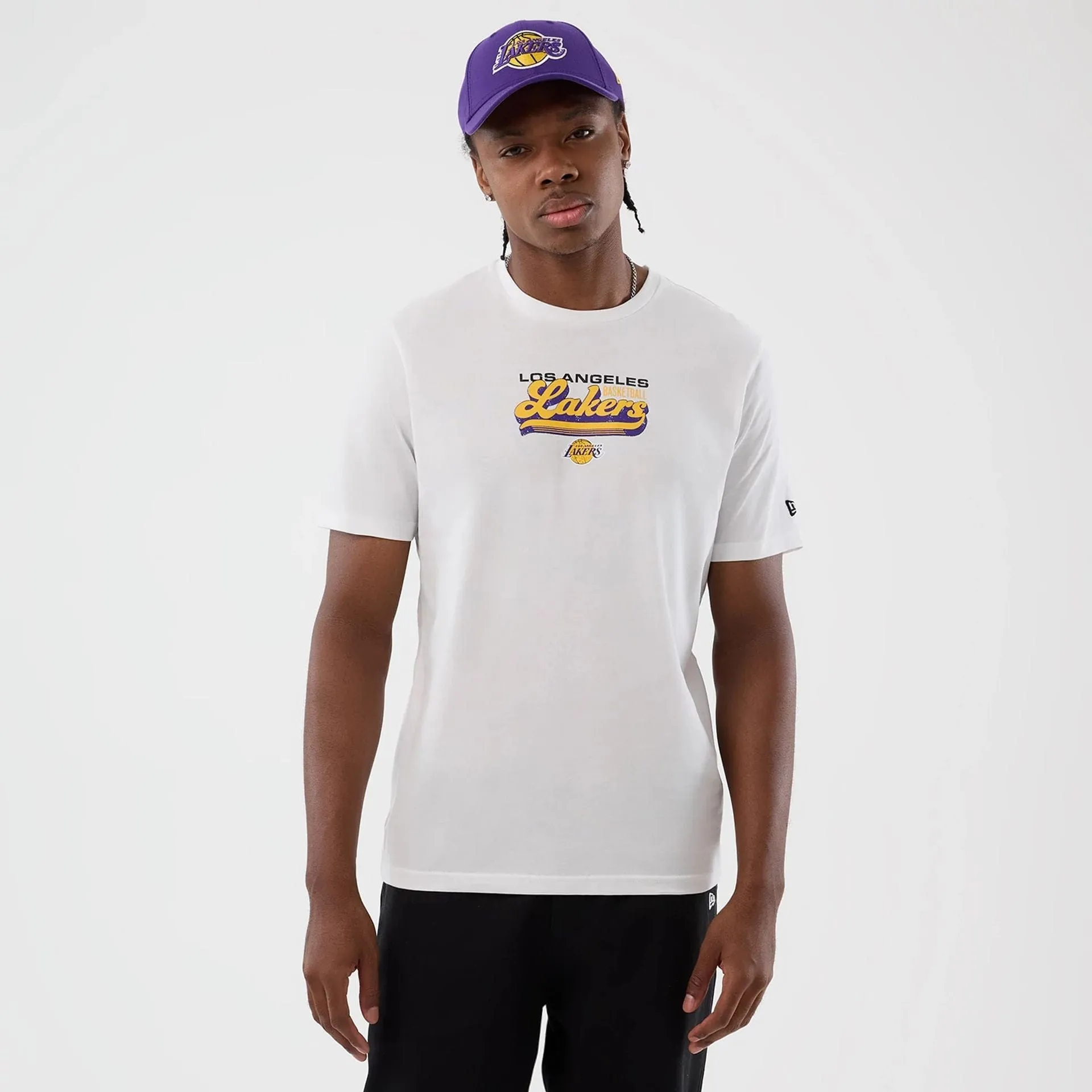 Layered Hem Design LA Lakers NBA Back To School White T-Shirt