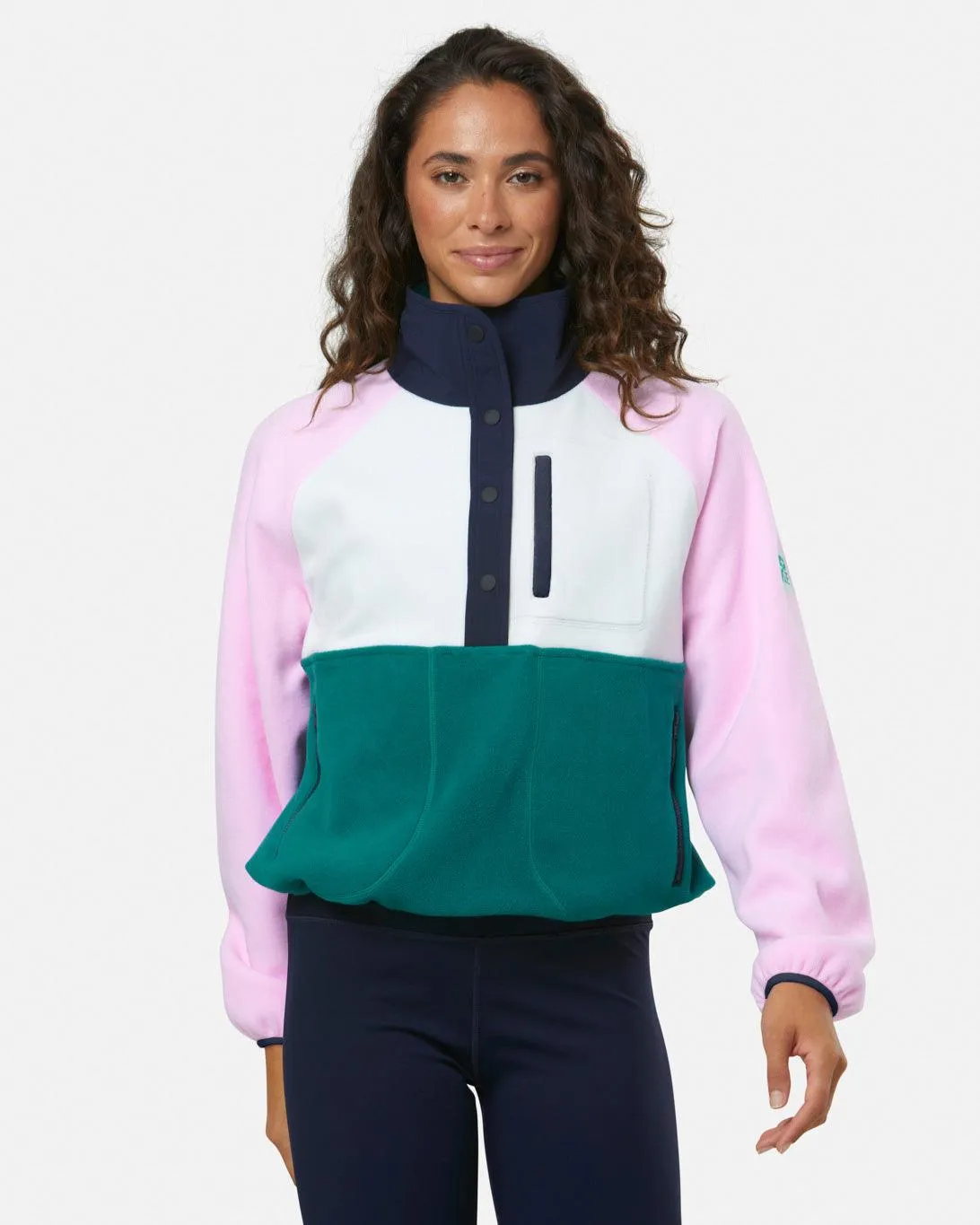 Running Layer Snap Polar Fleece in Baby Pink