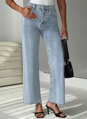 Fawcett High Rise Straight Leg Jeans Light Blue Wash Weekend Style Rainy Day Modern Weekend Style