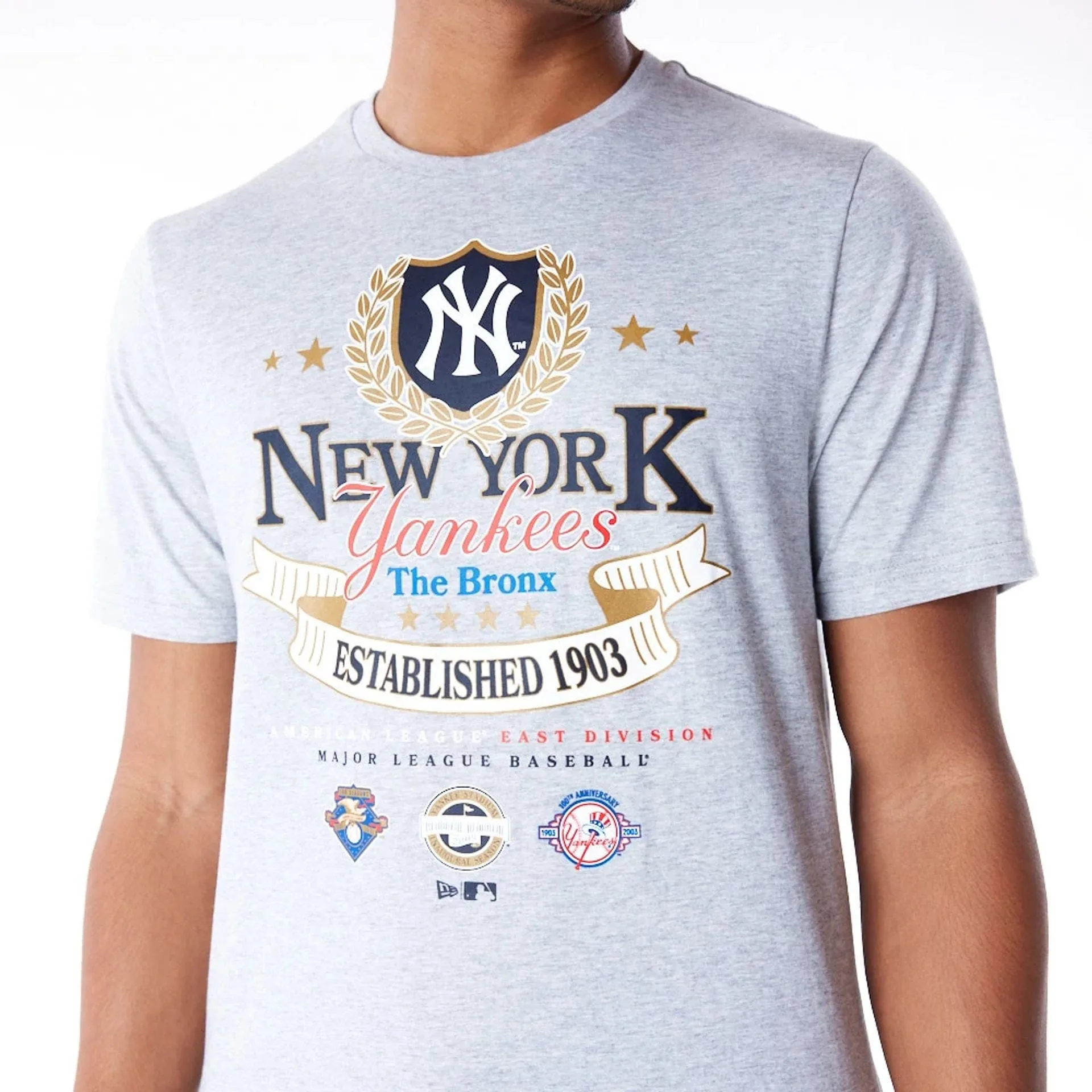 Trendy Look New York Yankees MLB Badge Graphic Grey T-Shirt