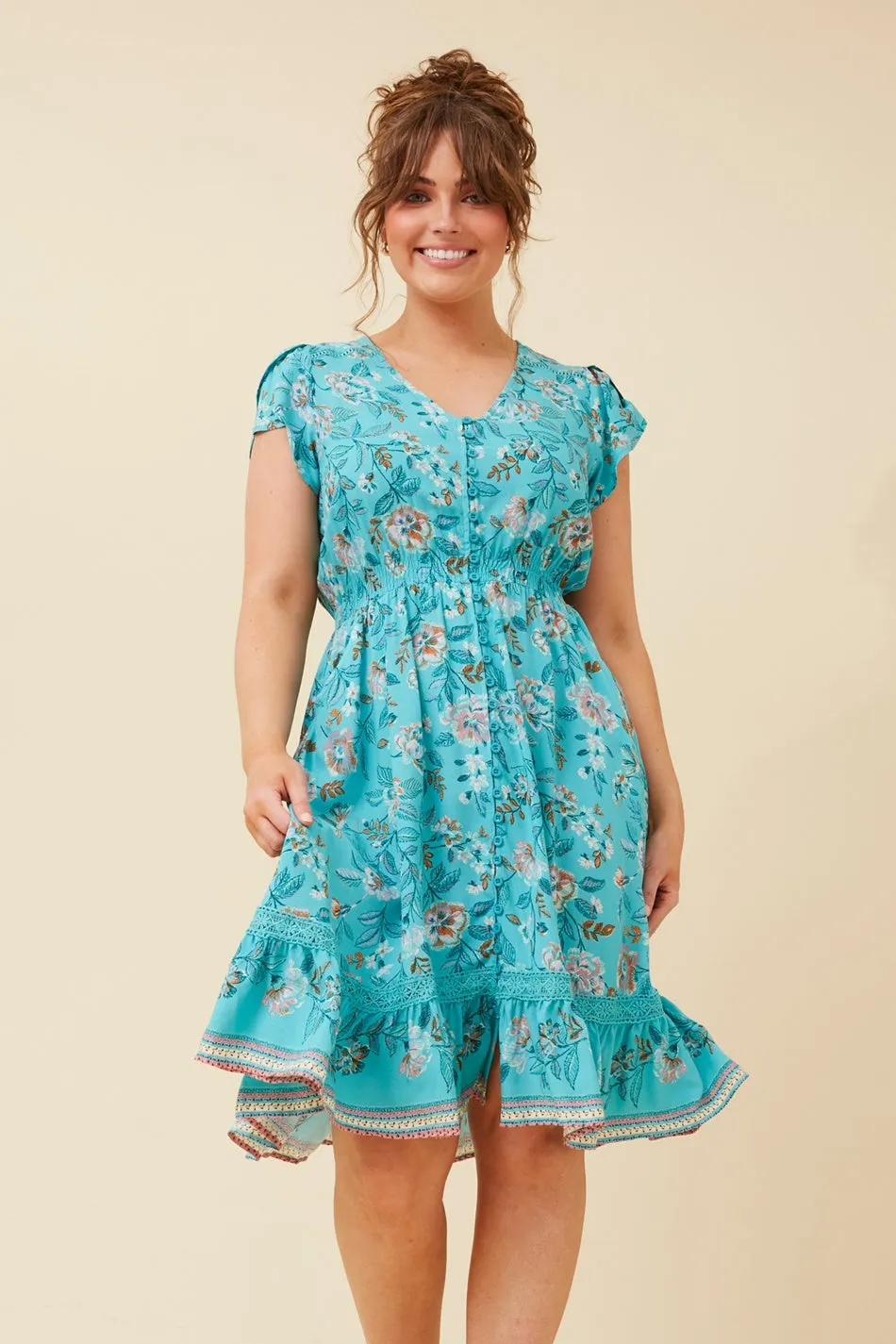 MoistureWickingTechnology MOROCCO FLORAL KNEE LENGTH DRESS