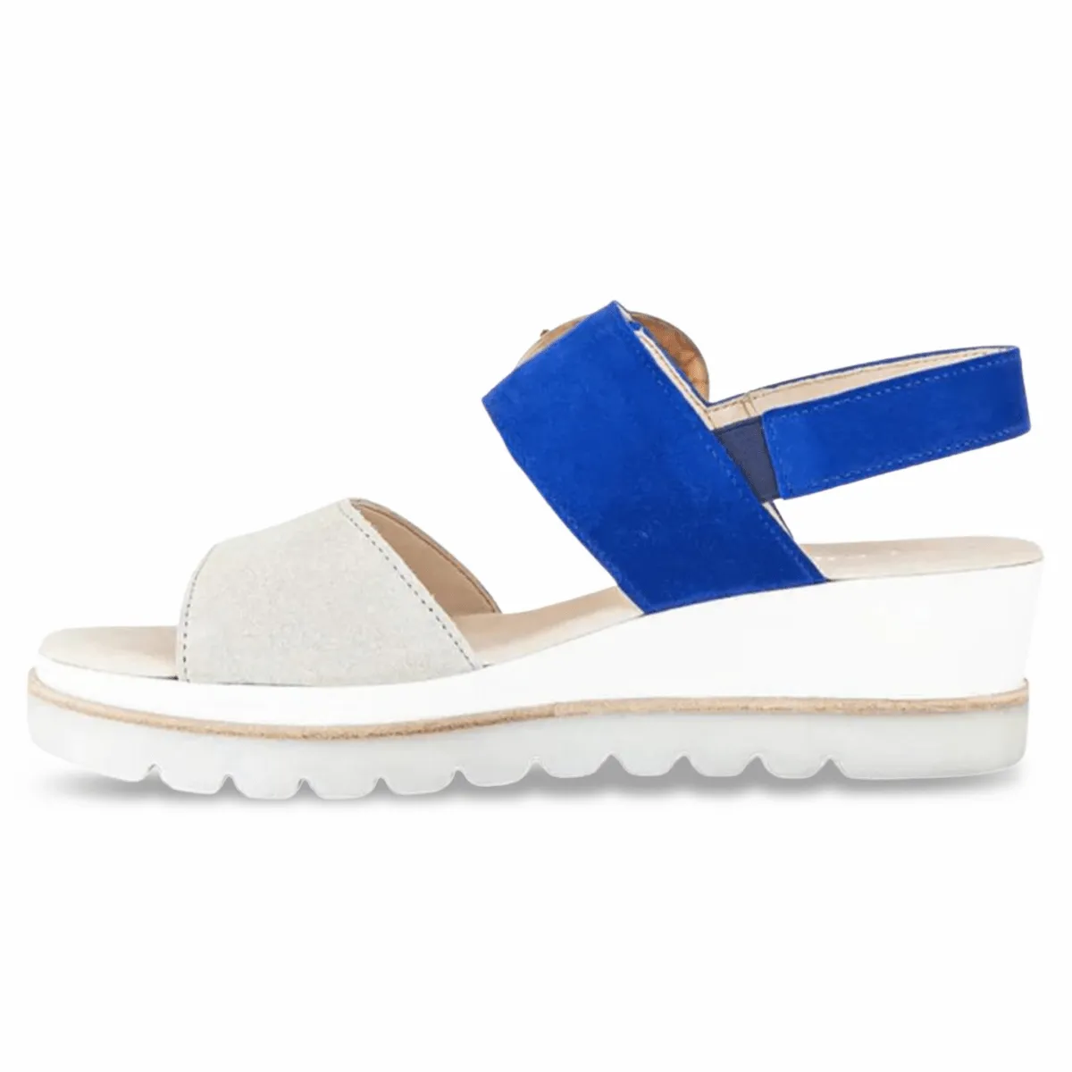 No Tie Fit Date Stroll Gabor Women's 44.645-12 Sandal Royal/Bone Suede