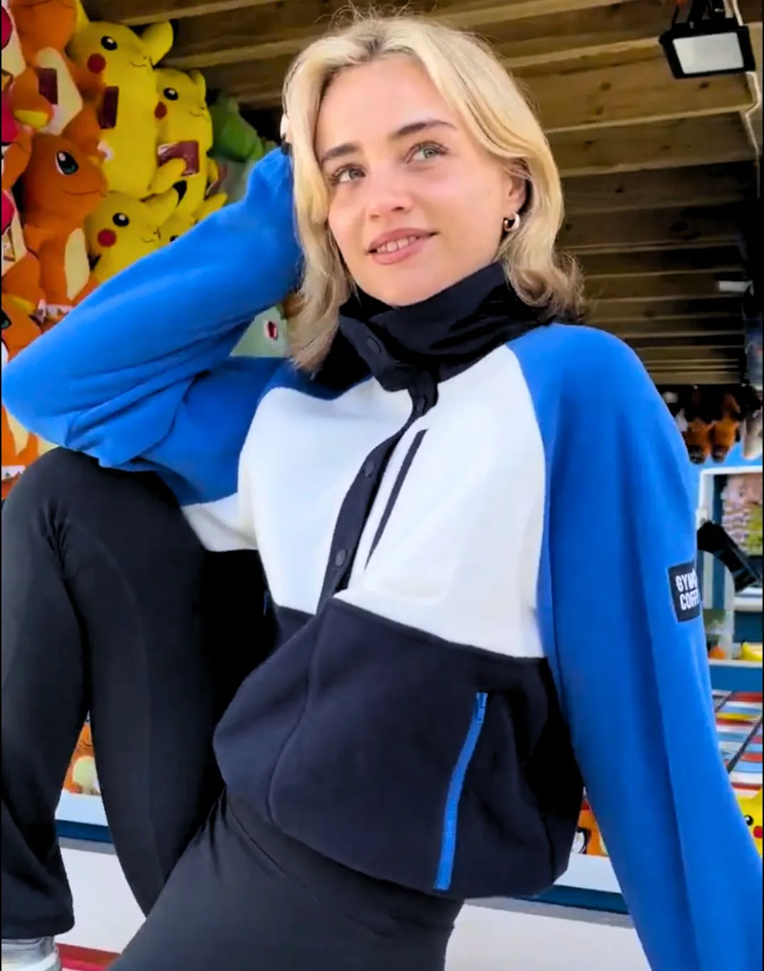 Snap Polar Fleece in Azure Blue Bonded Collar