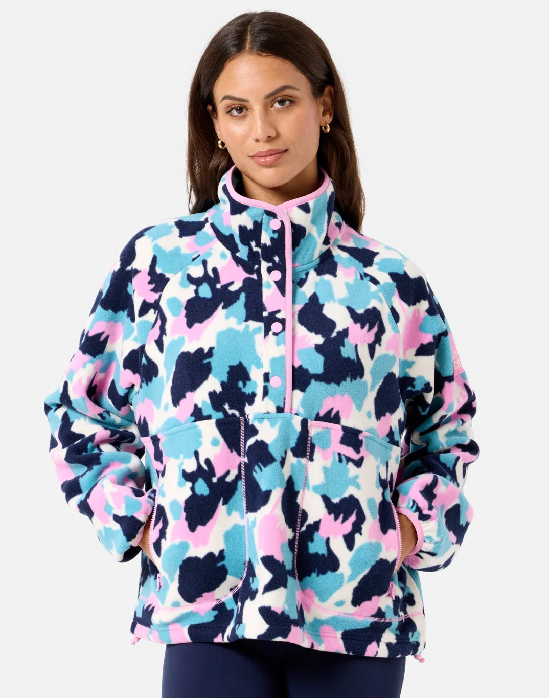 Long Days Trail Adventure Snap Polar Fleece in Light Pop Print