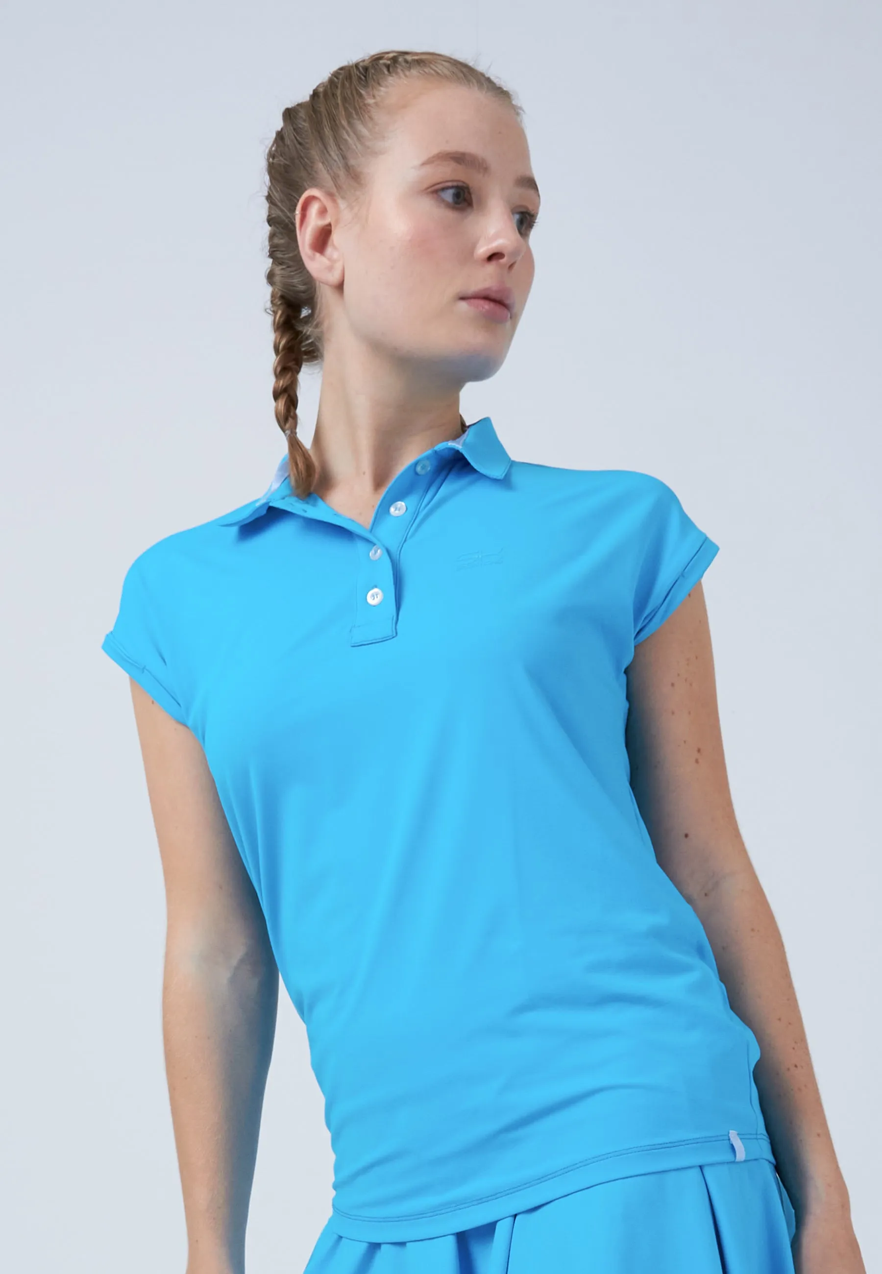 Tennis Polo Shirt Loose-Fit, light blue Flattering Shape