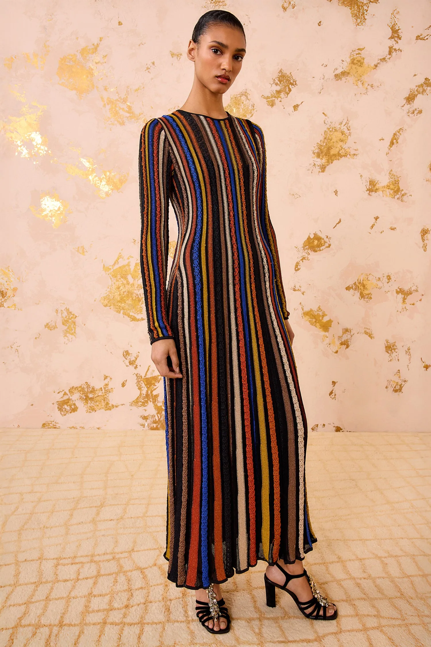 Stage Soul AntiStaticLining Albie Knit Long Sleeve Dress - Zoisite