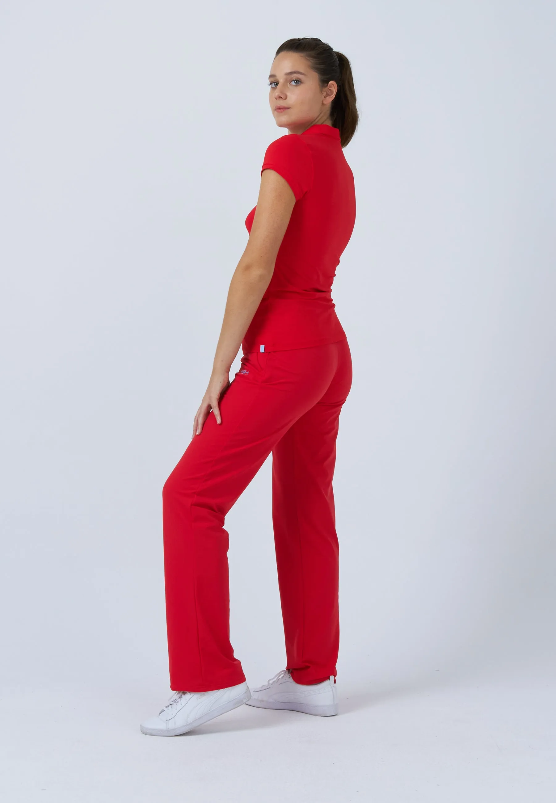 Women & Girls Tennis Polo Shirt, red Sport Fit Smart Casual Look