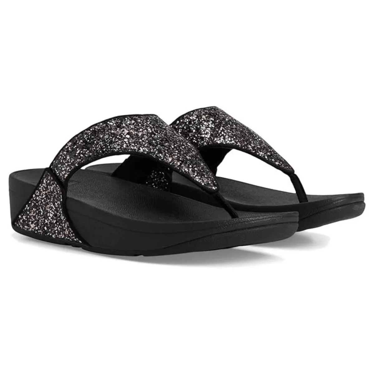 FitFlop Women's Lulu Glitter Toe-Post Black Multi Fashionable Look