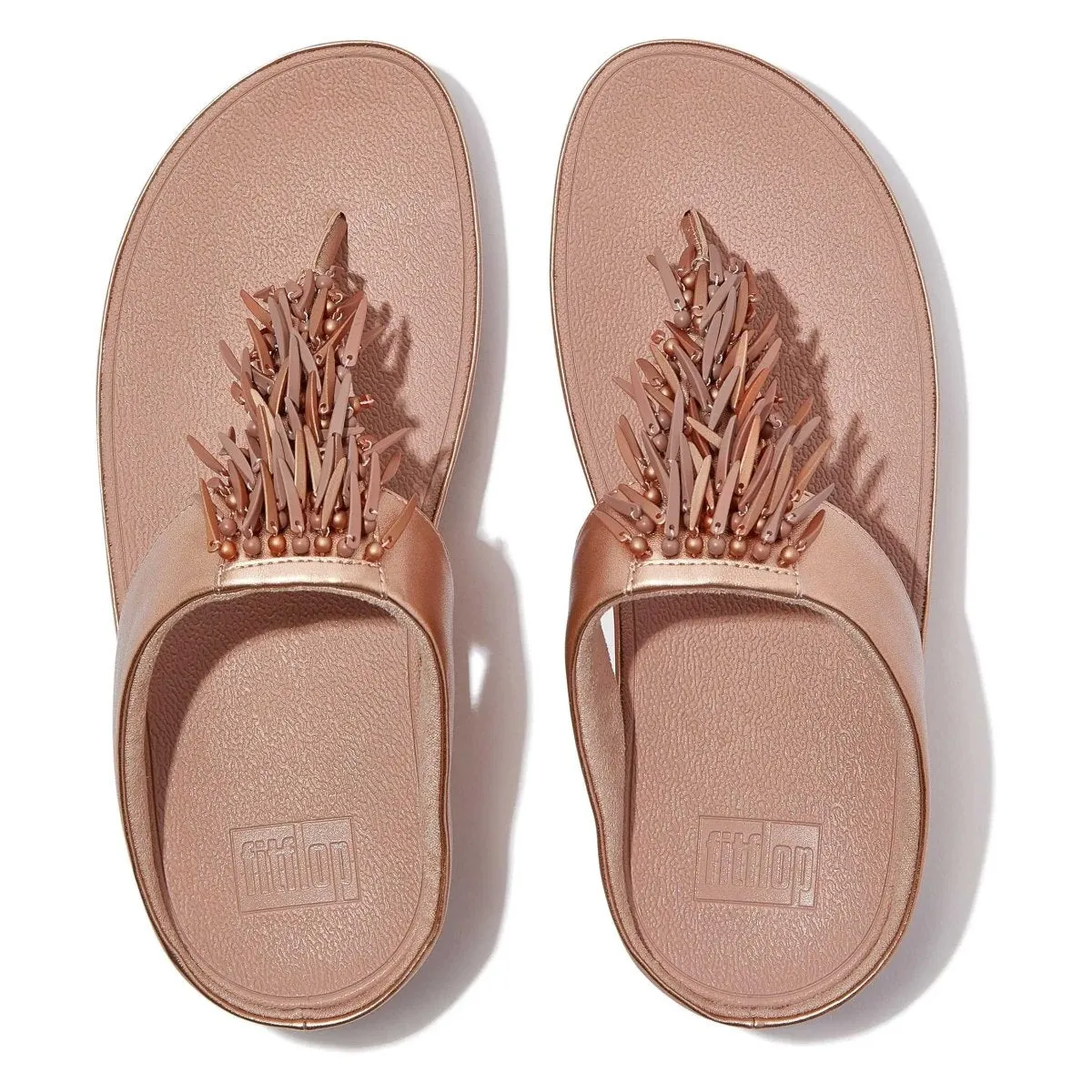 FitFlop Women's Rumba Beaded Rose Gold Thong Lift Step