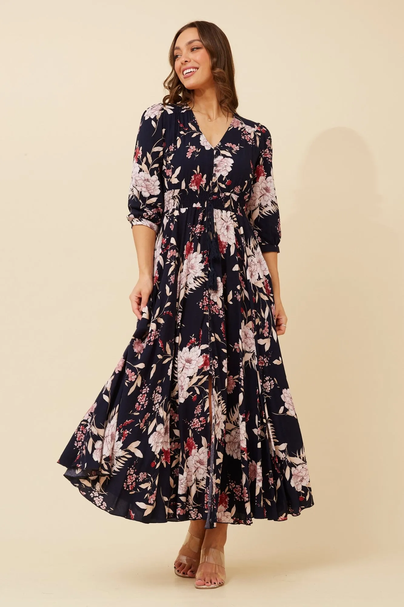 Soft Fabric Vintage Vibe OCTAVIA FLORAL MAXI DRESS