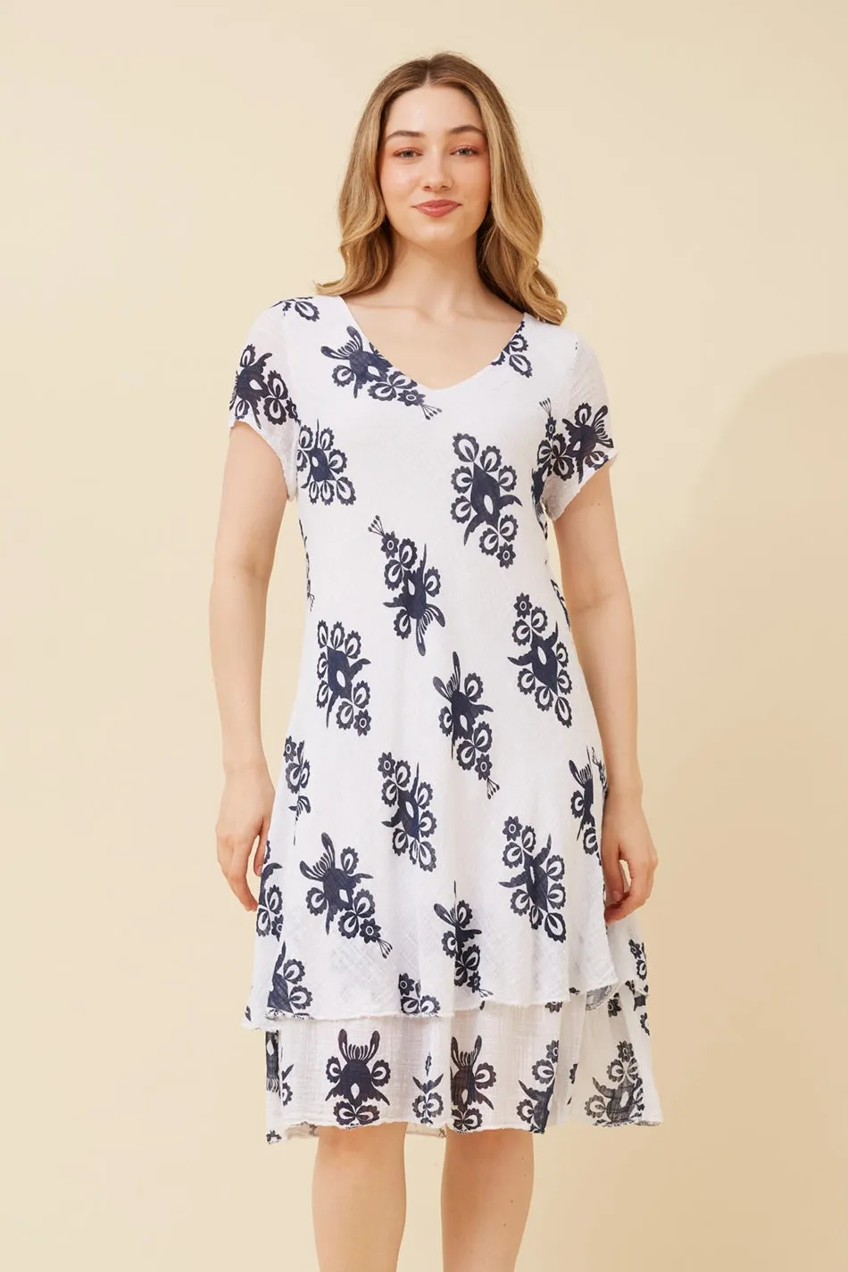 ELECTRA ABSTRACT PRINT DRESS Clasp-Closure Style Option