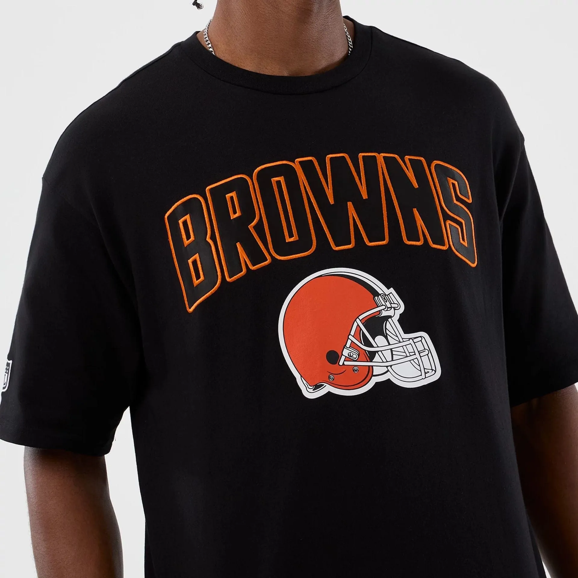 Reinforced Collar Cleveland Browns NFL International Series Games Black Oversized T-Shirt