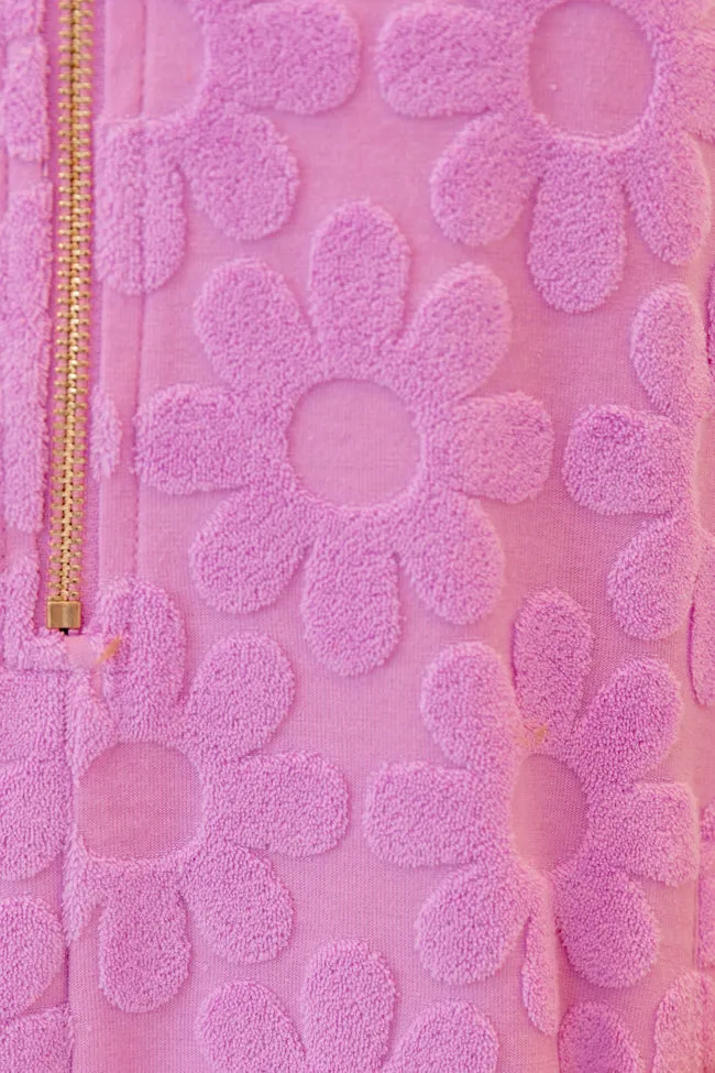 TensionAdjustedWaistband Daisies On The Dock Light Purple Terry Romper FINAL SALE