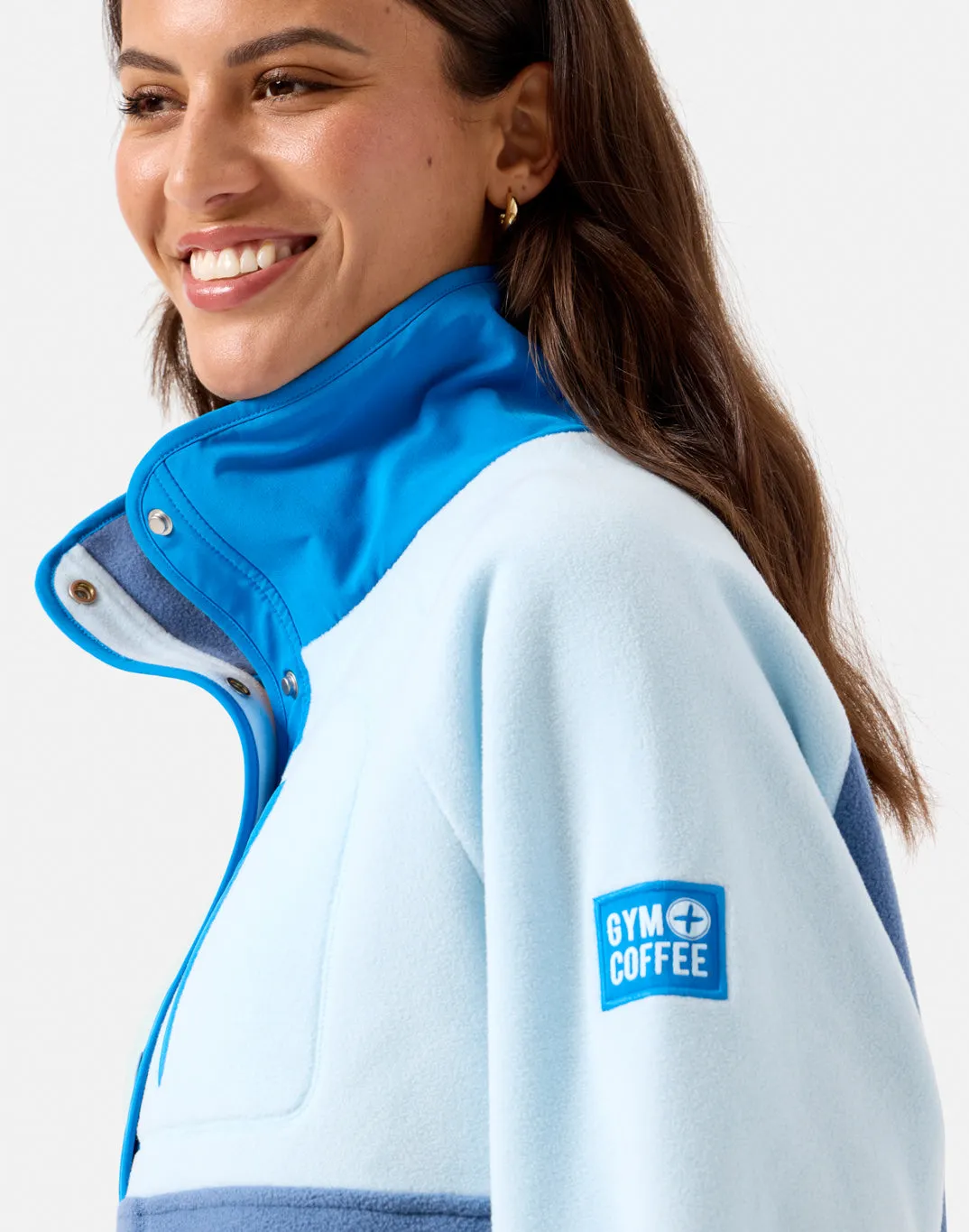 Snap Polar Fleece in Oasis Blue Odor Control Treatment