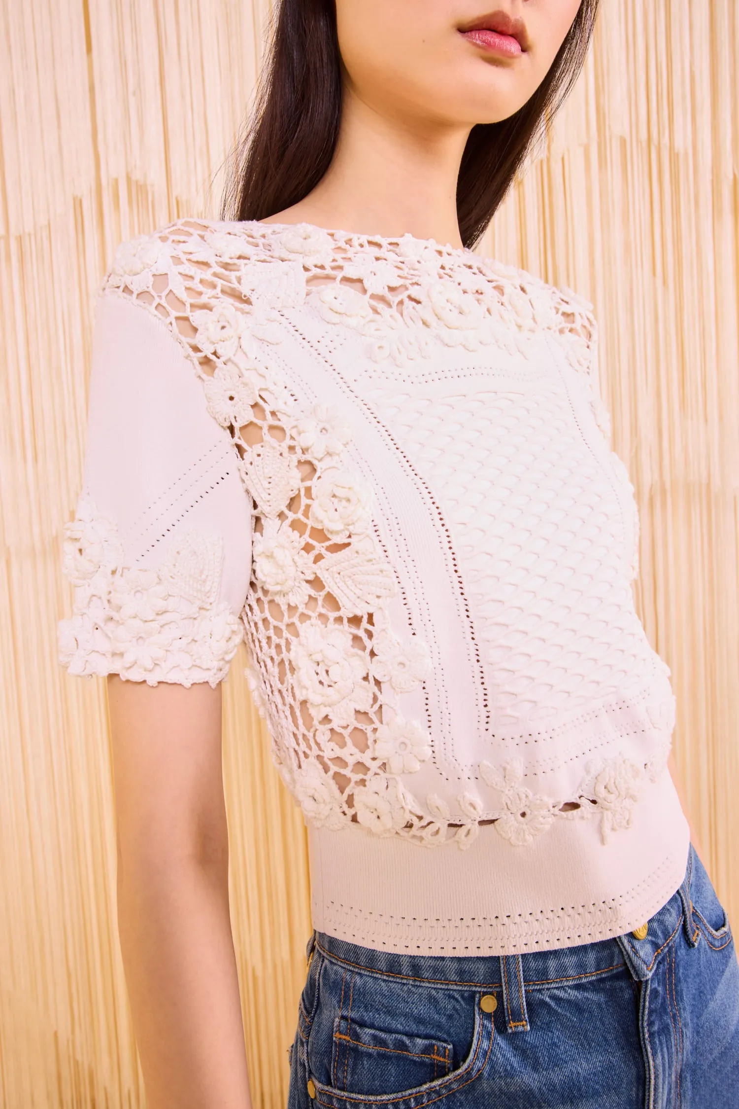 Stella Short Sleeve Knit Top - Pristine Digital Glow