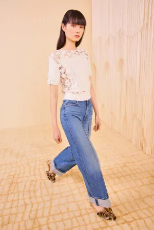 Loose Thread Stella Short Sleeve Knit Top - Pristine