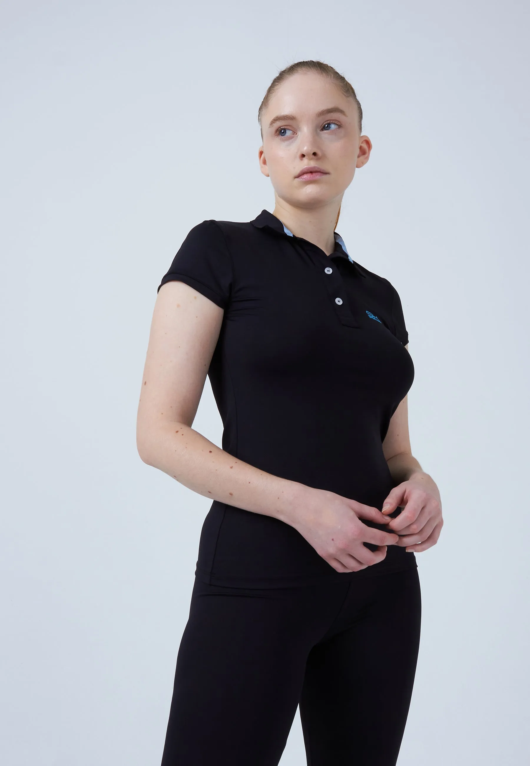 Women & Girls Tennis Polo Shirt, black Anti Shrinkage Treatment