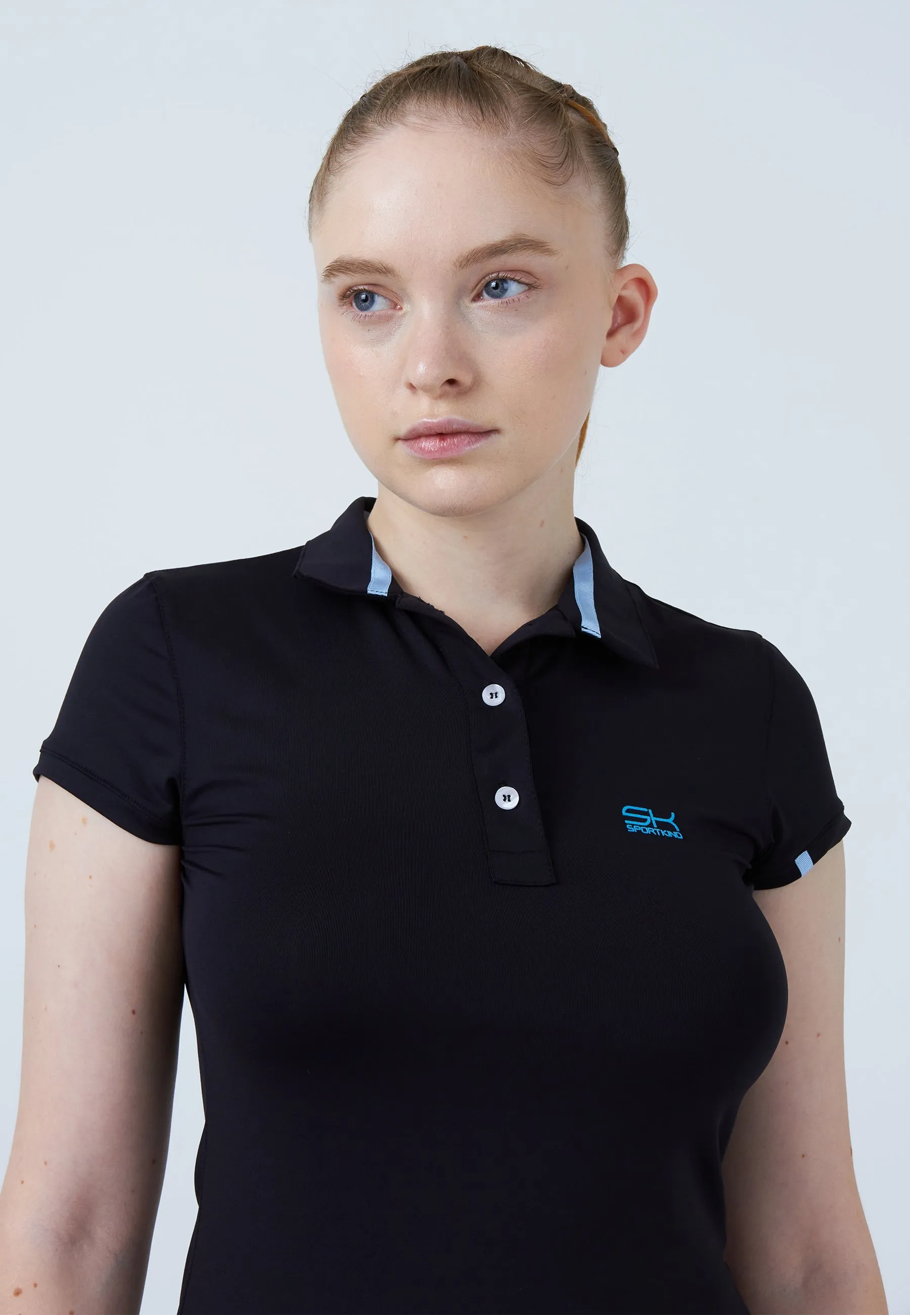 Women & Girls Tennis Polo Shirt, black Breathable Fit